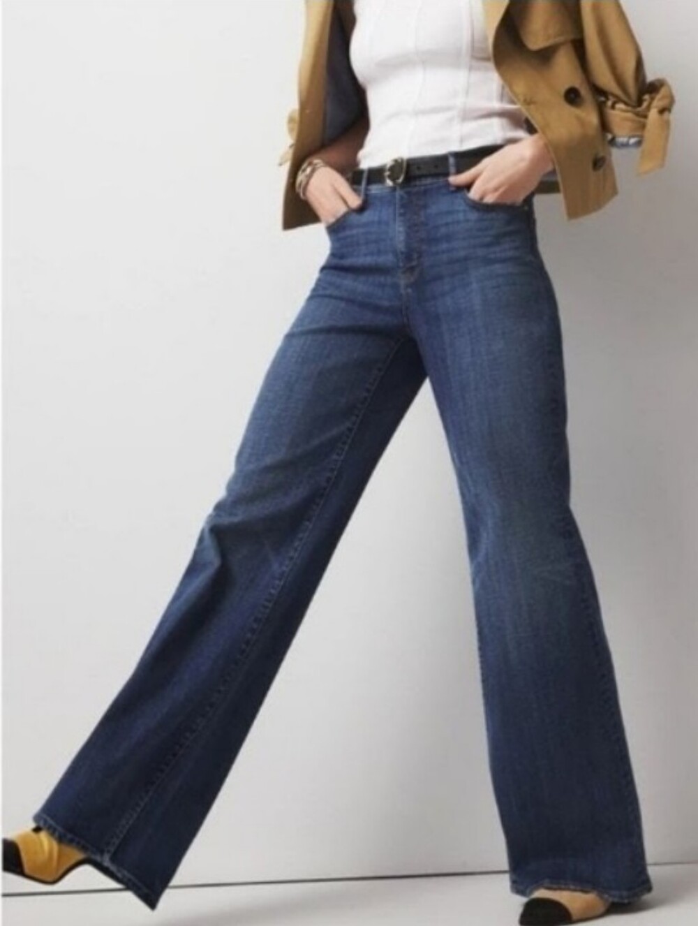 WHBM Leopard Print Detail Straight Leg Jeans - Picture 7 of 7